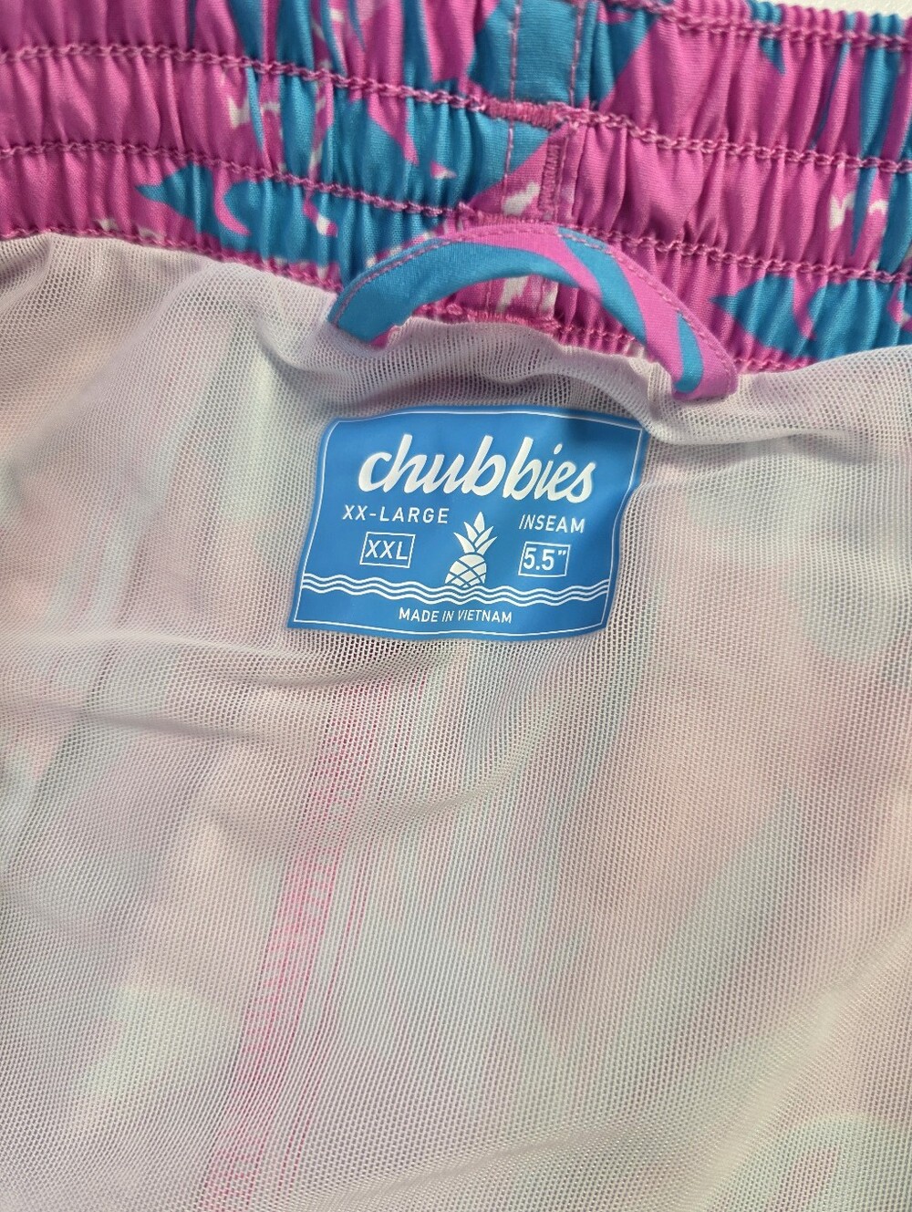 Chubbies Swim Trunks XXL 5.5" Inseam Tiger Jungle Print Pink Blue - Picture 9 of 9
